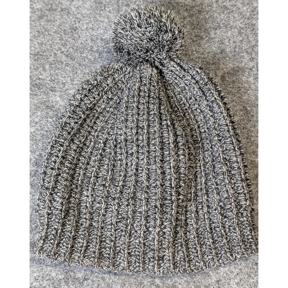 YEA. NICE Knit Cable Stitch Cap / Hat with Pom Black/White One Size Fits Most